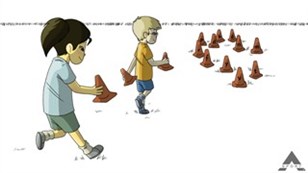 Keglerne sættes tilbage.