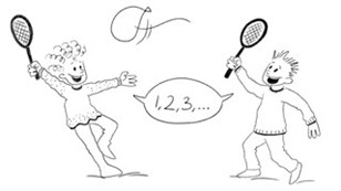 Spil til hinanden med ketsjer og ballon