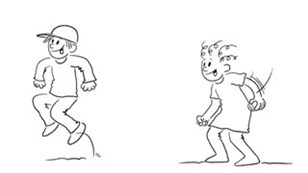 En hoppe og en vender sig om