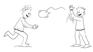 Spil til hinanden med en ballon