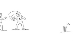 Kast bolden og slå med battet