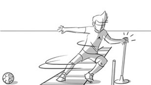 Sidestep på stige mod slalomstang