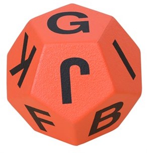 12 sidet terning med bogstaver