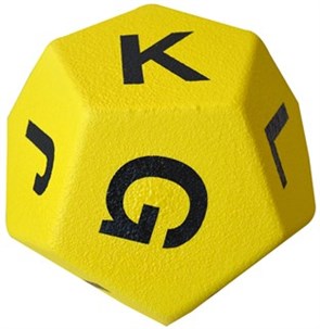 12 sidet terning med bogstaver