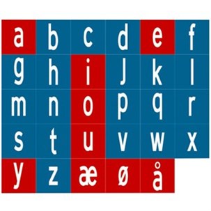 Asfaltdekoration - termoplast - Alfabet blå/rød