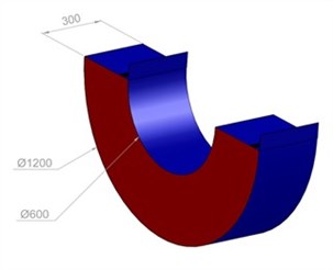 Cirkel 1/2 Ø:120x30x60 cm.