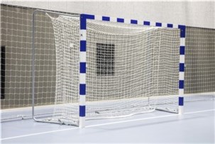 Håndboldmål aluminium VM blå/hvid ramme