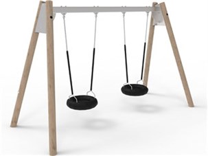 Robinia/stål gynge med 2 dæk