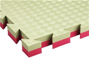 Soft gulv 100x100x4 - Rød/sand