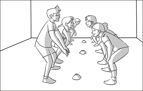 Squat kamp om keglen med slappuk til fysisk træning, styrketræning og opvarmning